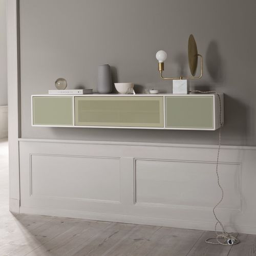 Современная тумба под телевизор - VI17 - Montana Furniture - низкая тумба под телевизор / из лакированной МДФ / белая