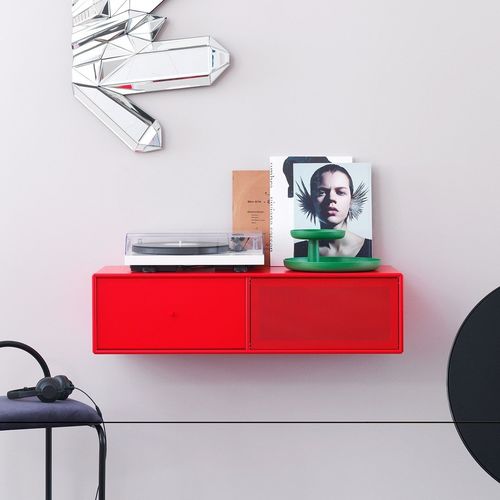 Современная тумба под телевизор - VL11 - Montana Furniture - низкая тумба под телевизор / из лакированной МДФ / красная