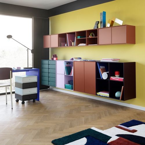 Тумба под письменный стол из лакированной МДФ - 1143 - Montana Furniture - с 4 выдвижными ящиками / на роликах