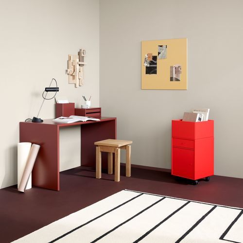 Тумба под письменный стол из лакированной МДФ - RUNNER - Montana Furniture - с распашной дверцей / с 1-им выдвижным ящиком / на роликах