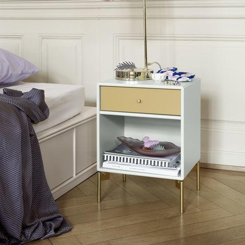 Современный ночной столик - DREAM - Montana Furniture - из лакированной МДФ / с основанием из лакированной МДФ / с основанием из латуни