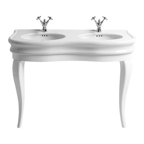 Раковина на ножке - LAM120W - Windsor Bathroom Company - из керамики / из цельной древесины / двойная