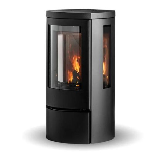 Печь-камин на дровах - COZY CLASSIC LOW SIDEGLASS - Jydepejsen A/S - настенная / с 3 поверхностями / современная