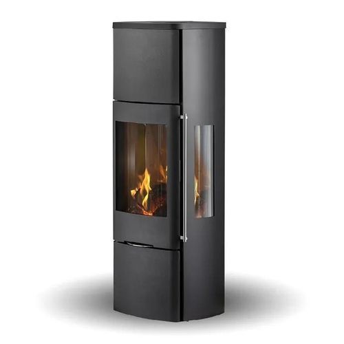 Отдельностоящая печь-камин - SENZA HIGH SIDEGLASS - Jydepejsen A/S - с 3 поверхностями / современная / из стали