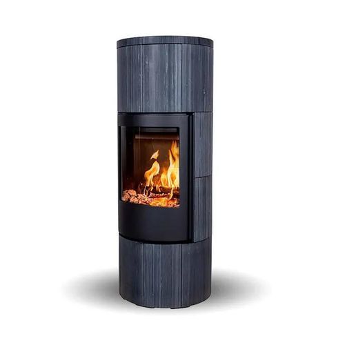 Печь-камин на дровах - TROJA 44 DARK SANDSTONE - Jydepejsen A/S - отдельностоящая / современная / из стеатита