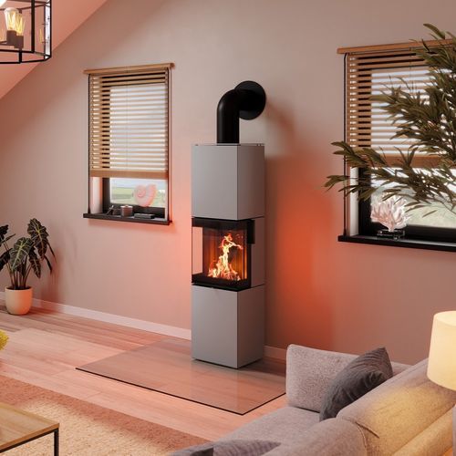 Печь-камин на дровах - Trico L steel - Spartherm - The Fire Company - 0-5 кВ / 5 кВ...10 кВ / напольная