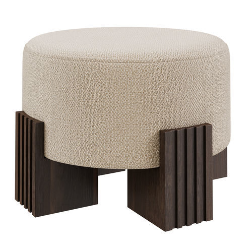 Современный пуф - CLARK - EUROFASHION HOMETEXTILES & CONCEPTS - из ткани / из бука / круглый