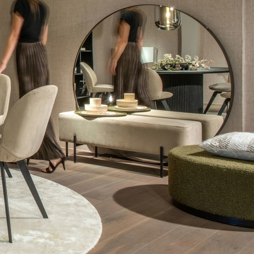 Современная банкетка - EZRA - EUROFASHION HOMETEXTILES & CONCEPTS - из ткани / с основанием из стали / из стали