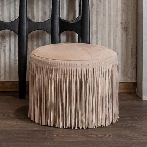 Современный пуф - FELIX S - EUROFASHION HOMETEXTILES & CONCEPTS - из кожи / круглый / белый