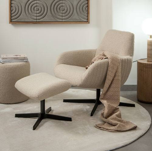 Современное кресло - FINLEY - EUROFASHION HOMETEXTILES & CONCEPTS - из ткани / из металла / с опорой для ступней
