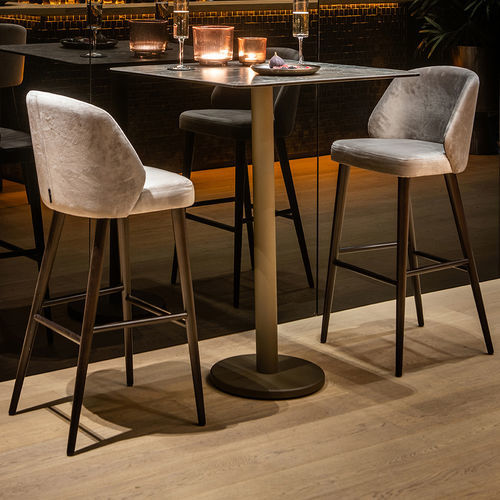 Современный барный стул - VERGE - EUROFASHION HOMETEXTILES & CONCEPTS - для интерьера / из ткани / с основанием из бука