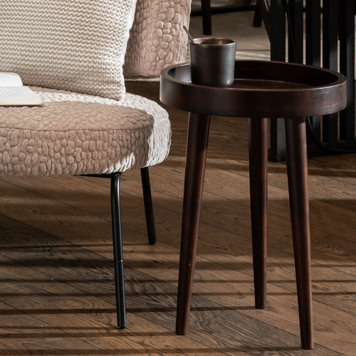 Современный вспомогательный столик - ALBA - EUROFASHION HOMETEXTILES & CONCEPTS - из акации / с основанием из древесины / круглый