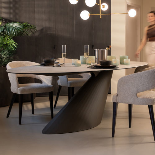 Современный обеденный стол - ARLON - EUROFASHION HOMETEXTILES & CONCEPTS - из МДФ / из стекла / из керамики