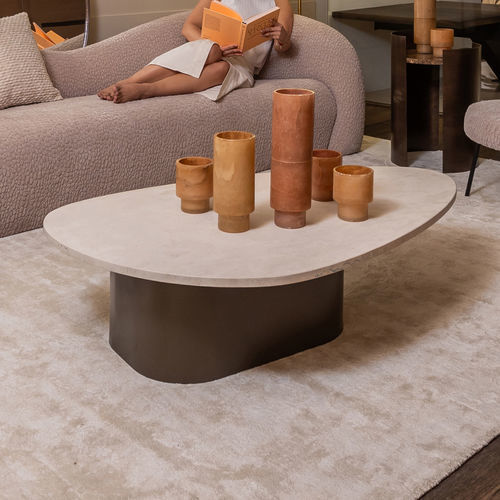 Современный журнальный столик - DEHLI - EUROFASHION HOMETEXTILES & CONCEPTS - из мрамора / с основанием из металла / эллиптический