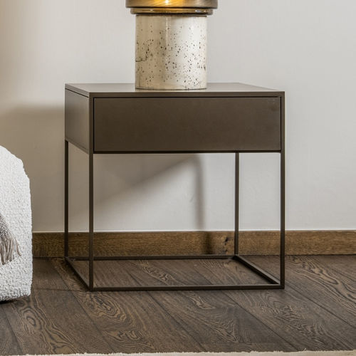 Современный ночной столик - HYDRA - EUROFASHION HOMETEXTILES & CONCEPTS - из стали / с основанием из стали / квадратный