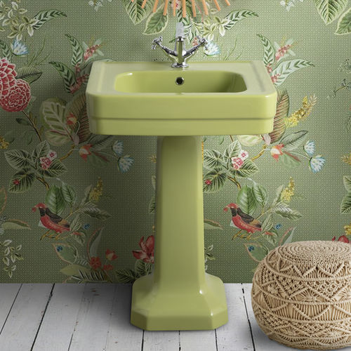 Раковина на ножке - BP960 - BLEU PROVENCE - из фарфора / с регулируемым зеркалом / прямоугольная