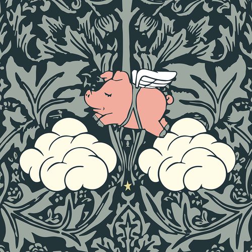 Стилизованный обои - MORRIS DREAM - CLASSIC DARK GREEN WITH COLOURS - Mineheart - из нетканых материалов / с цветочным мотивом / природный мотив