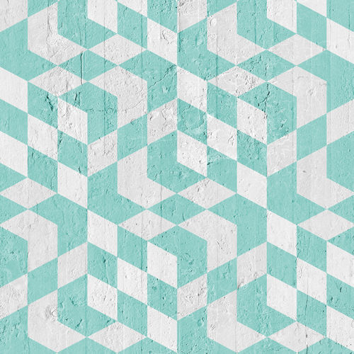 Классический обои - AQUAMARINE OPTICAL CUBES - Mineheart - из нетканых материалов / с рисунком / голубой