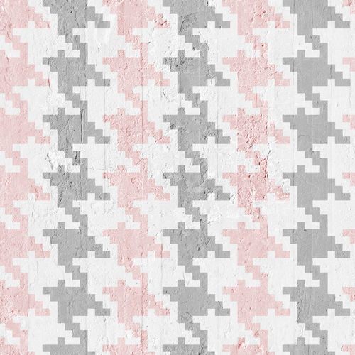 Современный обои - PINK &amp; GREY PIED DE POULE - Mineheart - из нетканых материалов / с рисунком / имитация ткани