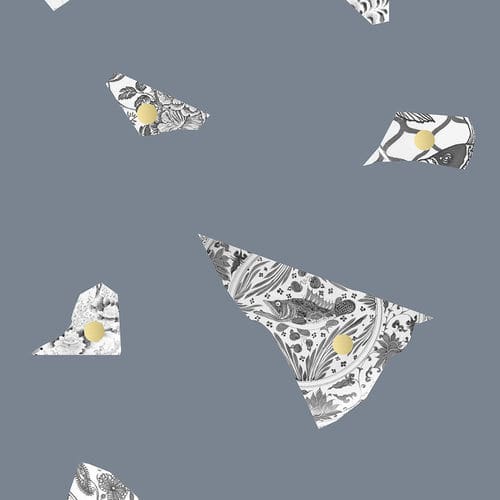 Современный обои - BLUE &amp; GREY PLATE FRAGMENT - Mineheart - из нетканых материалов / с рисунком / имитация мрамора