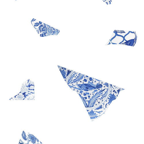 Современный обои - WHITE &amp; BLUE PLATE FRAGMENT - Mineheart - из нетканых материалов / шедевр живописи / имитация мрамора