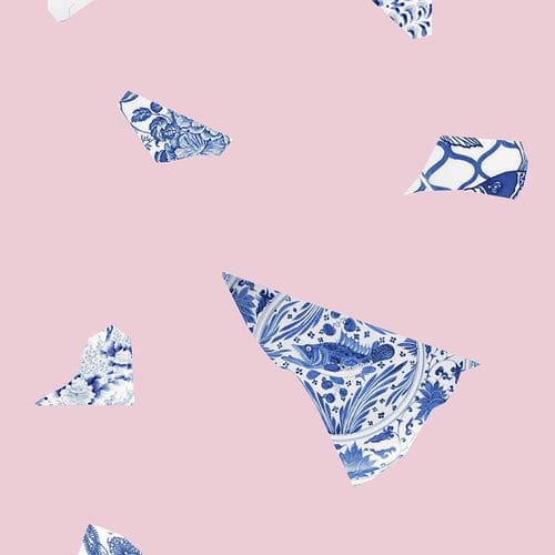 Современный обои - PINK &amp; BLUE PLATE FRAGMENT - Mineheart - из нетканых материалов / с рисунком / имитация мрамора