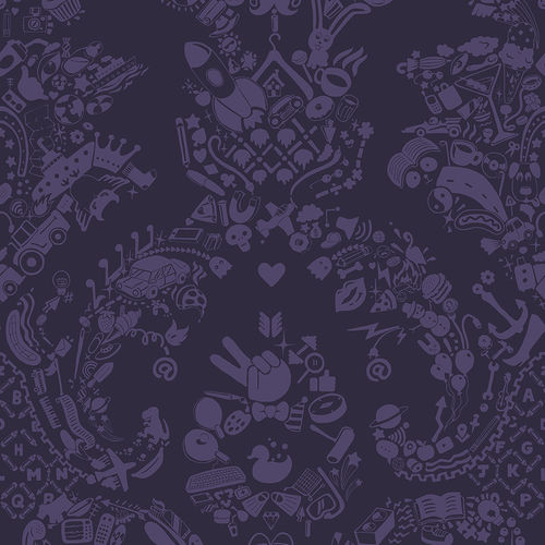 Современный обои - NEW WORLD DAMASK - PURPLE &amp; PURPLE - Mineheart - из нетканых материалов / дамасский / имитация ткани