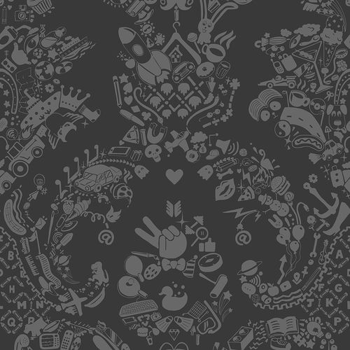 Дизайнерский обои - NEW WORLD DAMASK - GREY &amp; GREY - Mineheart - из нетканых материалов / с рисунком / имитация ткани