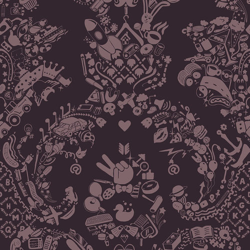 Дизайнерский обои - NEW WORLD DAMASK - PINK &amp; PINK - Mineheart - из нетканых материалов / с рисунком / имитация ткани