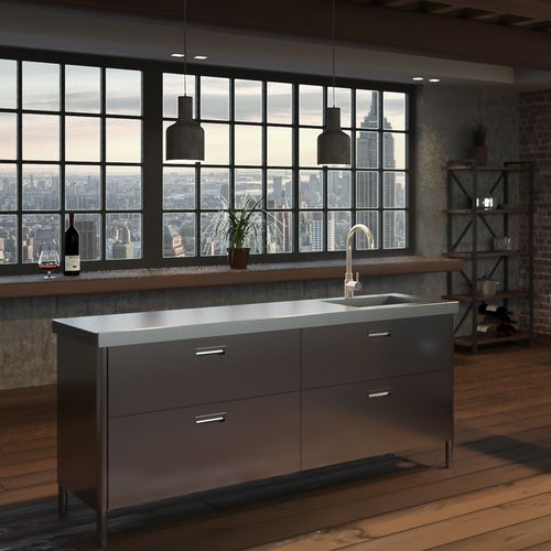 Современная кухня - LEVANTO - ARCA CUCINE ITALIA S.R.L. - из нержавеющей стали / из нержавеющей стали / островного типа