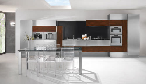 Современная кухня - RETRO' - ARCA CUCINE ITALIA S.R.L. - из нержавеющей стали / из дерева / без ручки
