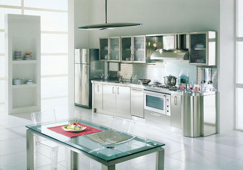 Современная кухня - WAGON - ARCA CUCINE ITALIA S.R.L. - из стекла / из нержавеющей стали / с ручками