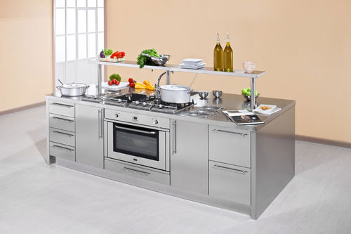 Современная кухня - WORK STATION - ARCA CUCINE ITALIA S.R.L. - из нержавеющей стали / островного типа / с ручками
