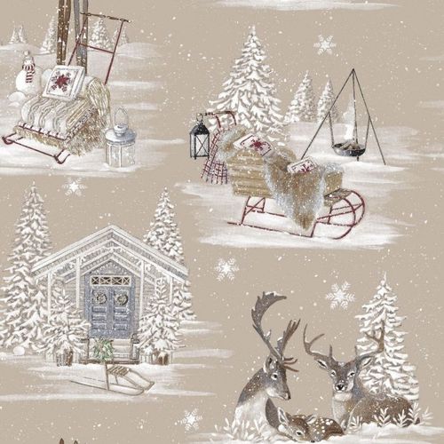 Обивочная ткань - RENNES DES NEIGES  - Olivier Thévenon Selection - с рисунком / из хлопка / моющаяся