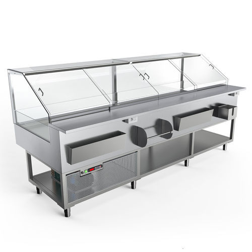 Стоечная холодильная витрина - Chicago - Moving Glass & Metal Design - для мясоперерабатывающего предприятия / из нержавеющей стали / из алюминия