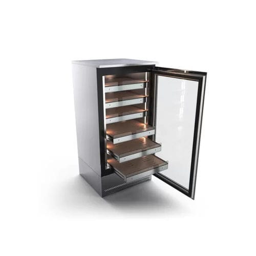 Стоечная холодильная витрина - Havana - Moving Glass & Metal Design - из нержавеющей стали / из дерева / с распашной дверцей