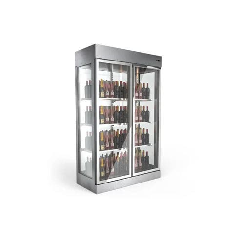 Стоечная холодильная витрина - Las Vegas - Moving Glass & Metal Design - из нержавеющей стали / с распашной дверцей / с регулируемыми полками