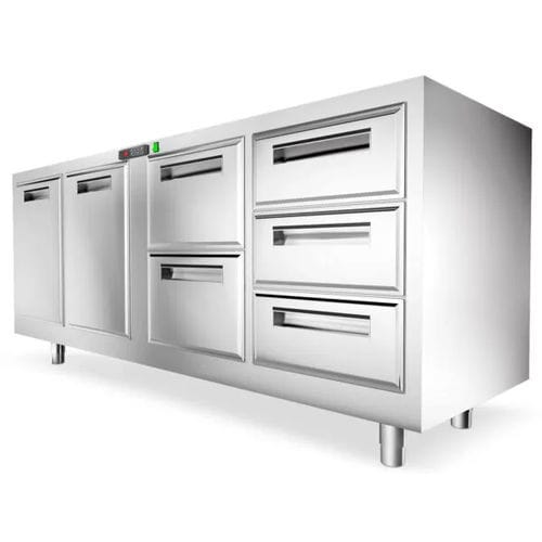 Холодильный салат-бар для кондитерских изделий - Moduli T.N. - Moving Glass & Metal Design - для бара / 2 дверцы / 5 выдвижных ящиков