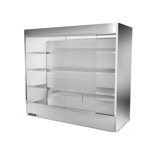 Стоечная холодильная витрина - Nettuno - Moving Glass & Metal Design - для мясоперерабатывающего предприятия / из нержавеющей стали / с раздвижными дверями