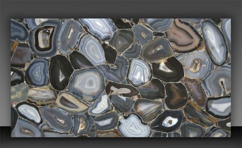 Плита из камня из полудрагоценного камня - BLACK AGATE - PAYANINI SRL - для напольной поверхности / для внутренней компоновки / полированная