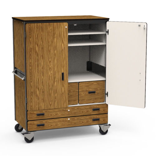 Мобильный шкаф для хранения - #CABINET-2513-GRY091BLK01-GRY02 - Virco - на колесиках / с выдвижными ящиками / для школ