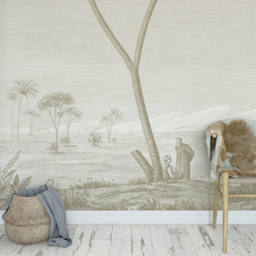 Классический обои - EGYPT - DOUM PALM - Papiers de Paris - сцены из жизни / имитация ткани / песочный