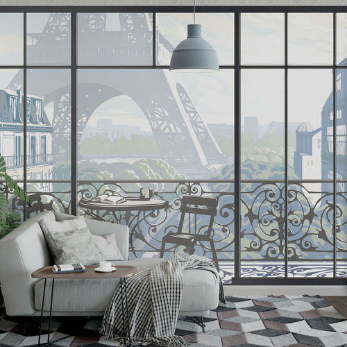Современный обои - WINDOW ON EIFFEL TOWER #3 - Papiers de Paris - городской мотив / с размерным эффектом / набивной