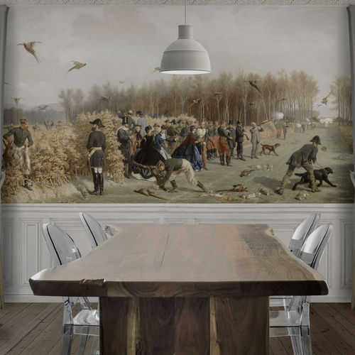 Классический обои - HUNTING PARTY - Papiers de Paris - с рисунком животных / сцены из жизни / имитация обоев