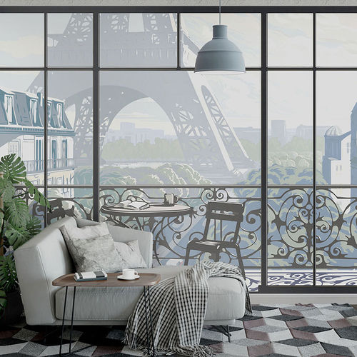 Современный обои - WINDOW ON EIFFEL TOWER #1 - Papiers de Paris - сцены из жизни / имитация обоев / набивной