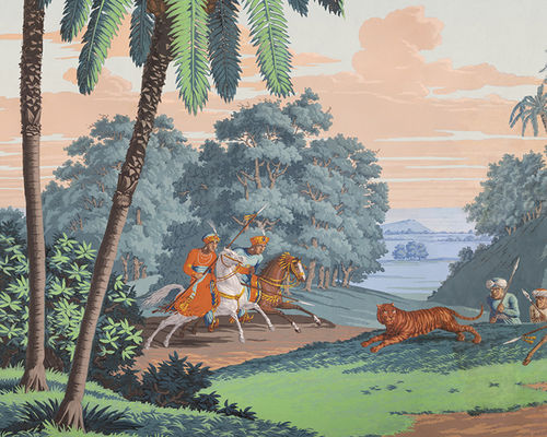 Стилизованный обои - La Grande Chasse au Tigre dans l'Inde - Papiers de Paris - панорамный / имитация обоев / без ПВХ