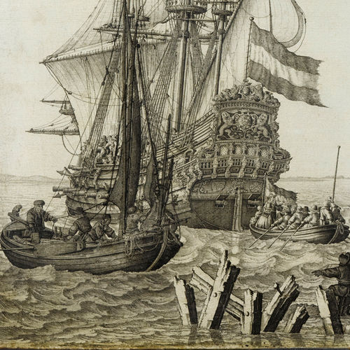 Классический обои - SEASCAPE IN GRISAILLE - Papiers de Paris - сцены из жизни / имитация ткани / серый