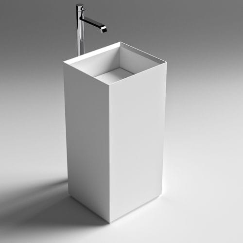 Раковина на ножке - TESO - SIGN - из Solid Surface / квадратная / современная