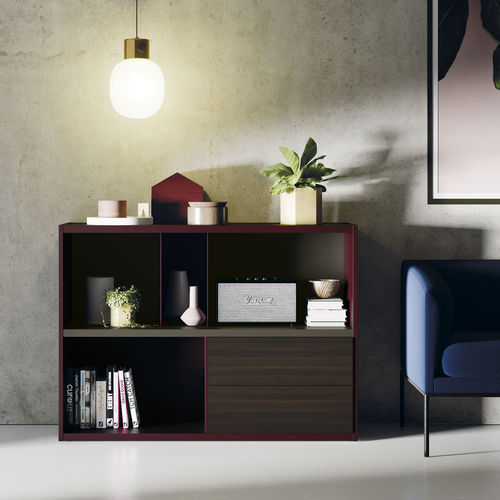 Модульный книжный шкаф - Est102 - VIVE - MUEBLES VERGE S.L. - современный / из лакированной древесины / из дуба