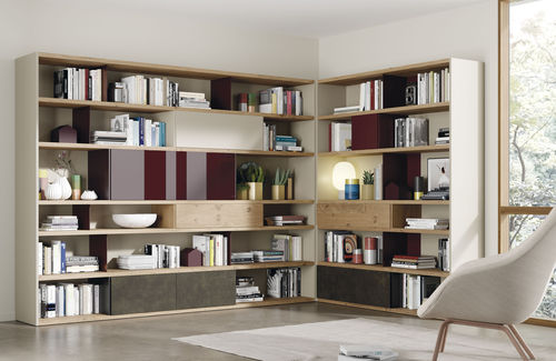 Модульный книжный шкаф - EST105 - VIVE - MUEBLES VERGE S.L. - высокий / угловой / современный